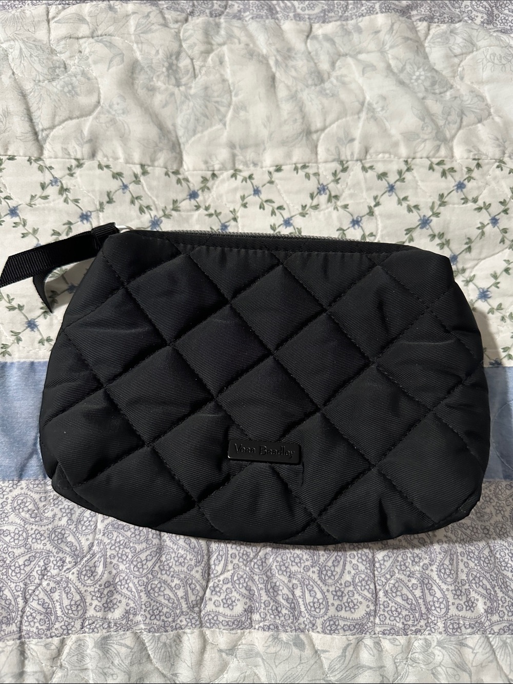 Vera Bradley Quilted Black Cosmetic Pouch Wristlet